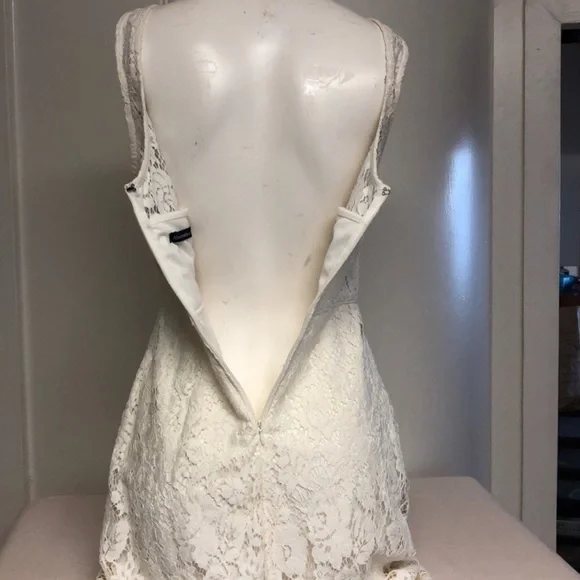 ABERCROMBIE & FITCH Ivory Eyelash Lace Sweetheart Neckline Sleeveless Dress XS - Picture 8 of 13